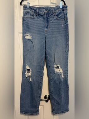 Old Navy Distressed Light Blue Straight Leg Jeans